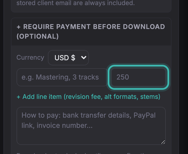 The amount due field in the delivery form