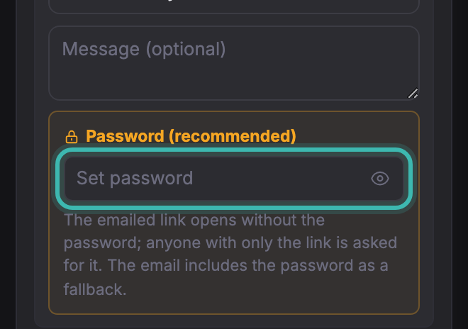 The password field, with an eye icon to check what you typed