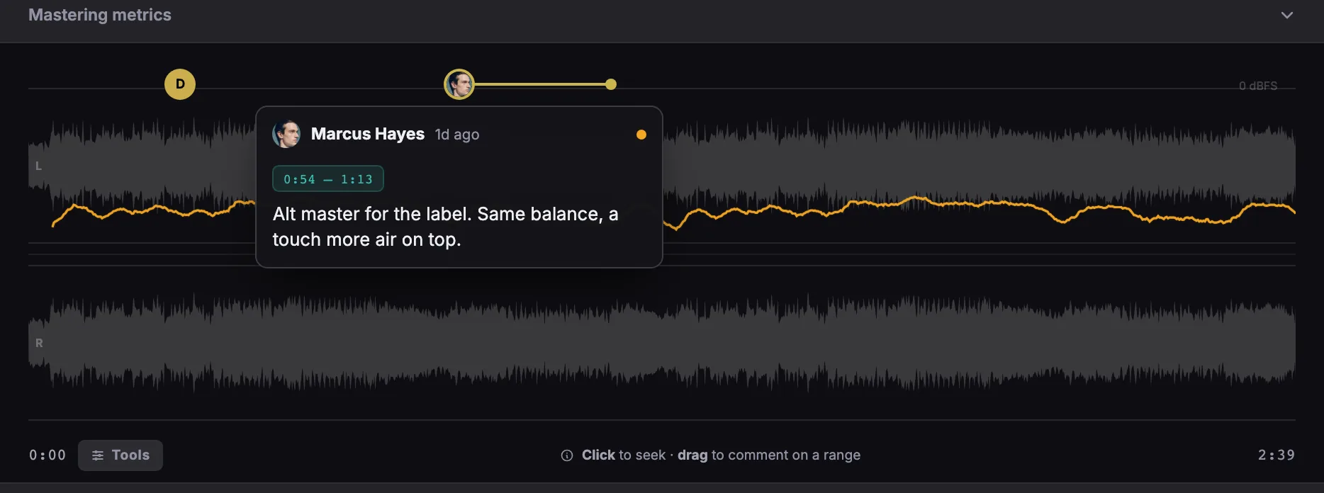 Waveform comments