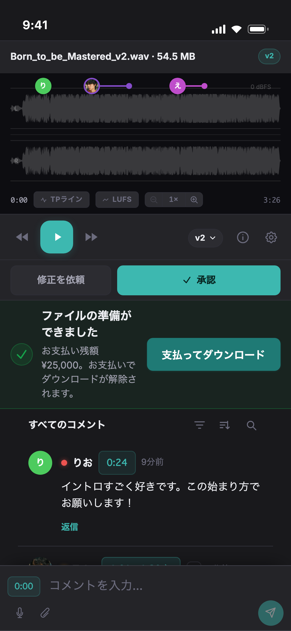 iPhoneでのSoneamレビュー画面
