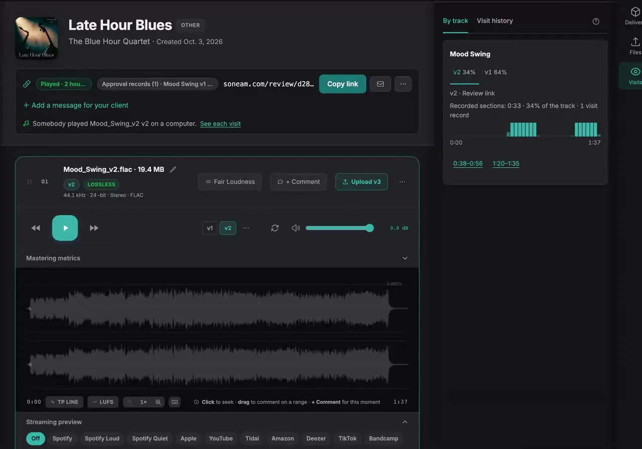 Example: select a recorded section in the waveform